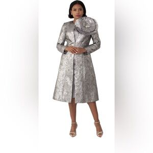 Elegant Silver Midi Dress